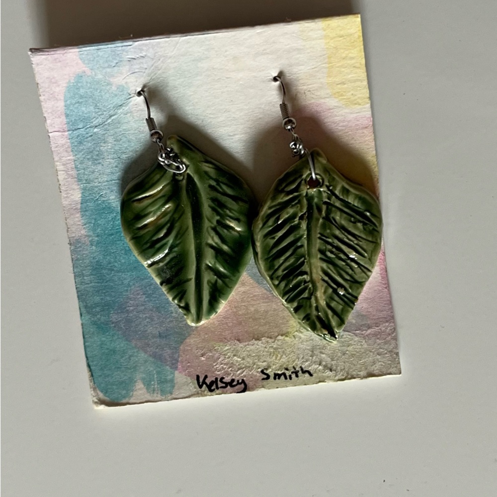 Ceramic leaf earrings